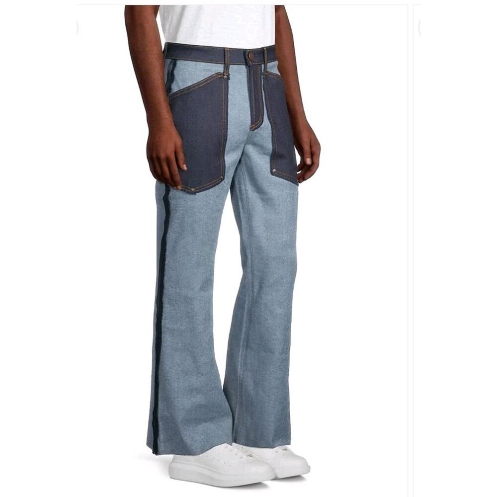 MONFRÈRE MVLA TWO-TONE JEANS JAPANESE DENIM MADE USA 38x36 WIDE FRAYED LEG HTF